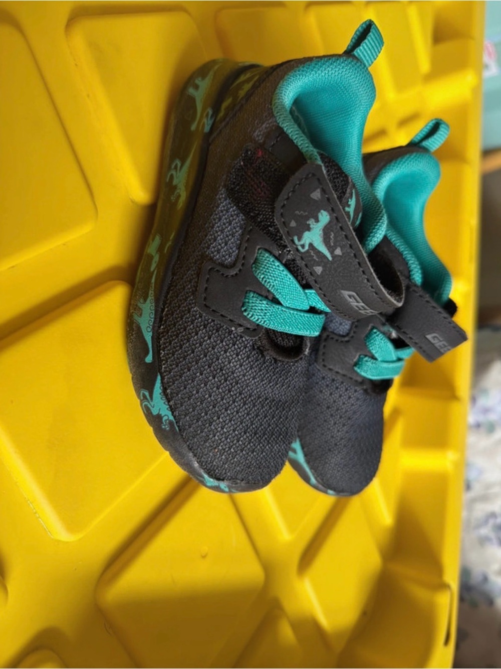 Toddler Black Sneakers with Teal Accents - Easy Hook & Loop Fit